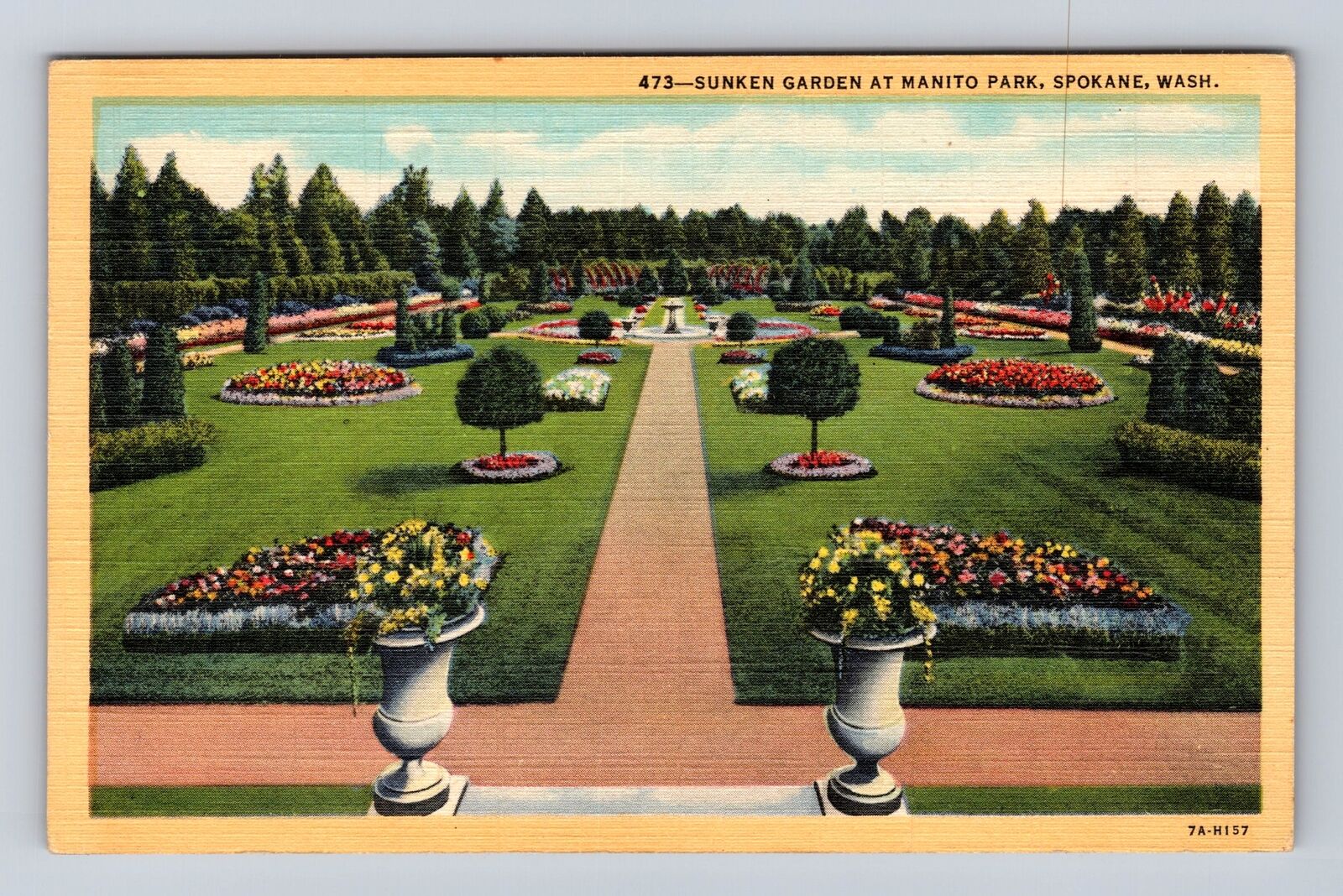 Spokane WA-Washington, Sunken Garden, Manito Park, Antique Vintage Postcard