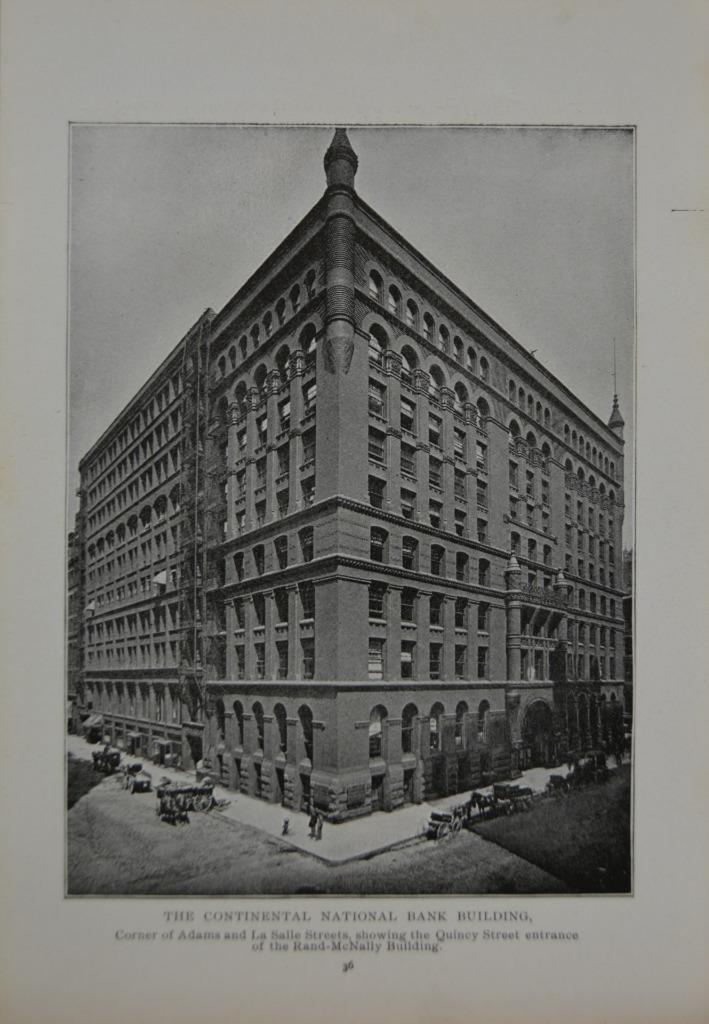 Chicago Downtown Van Buren and Jackson Architecture Antique Art Print 1902