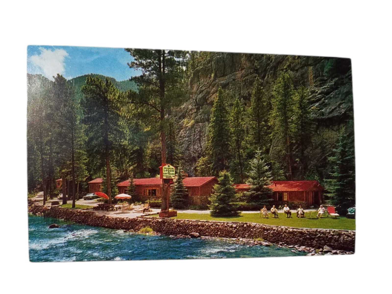 Vintage Cha Nel Bo Lodge COLORADO Mountains Postcard Big Thompson River Canyon