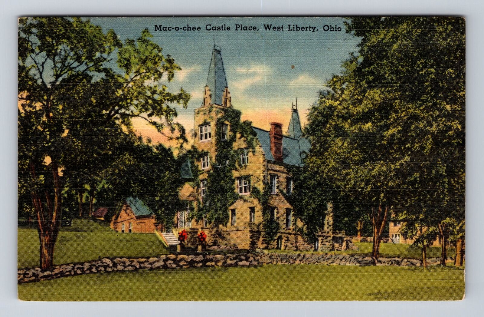 West Liberty OH-Ohio, Mac-o-chee Castle Place, Antique Vintage Souvenir Postcard