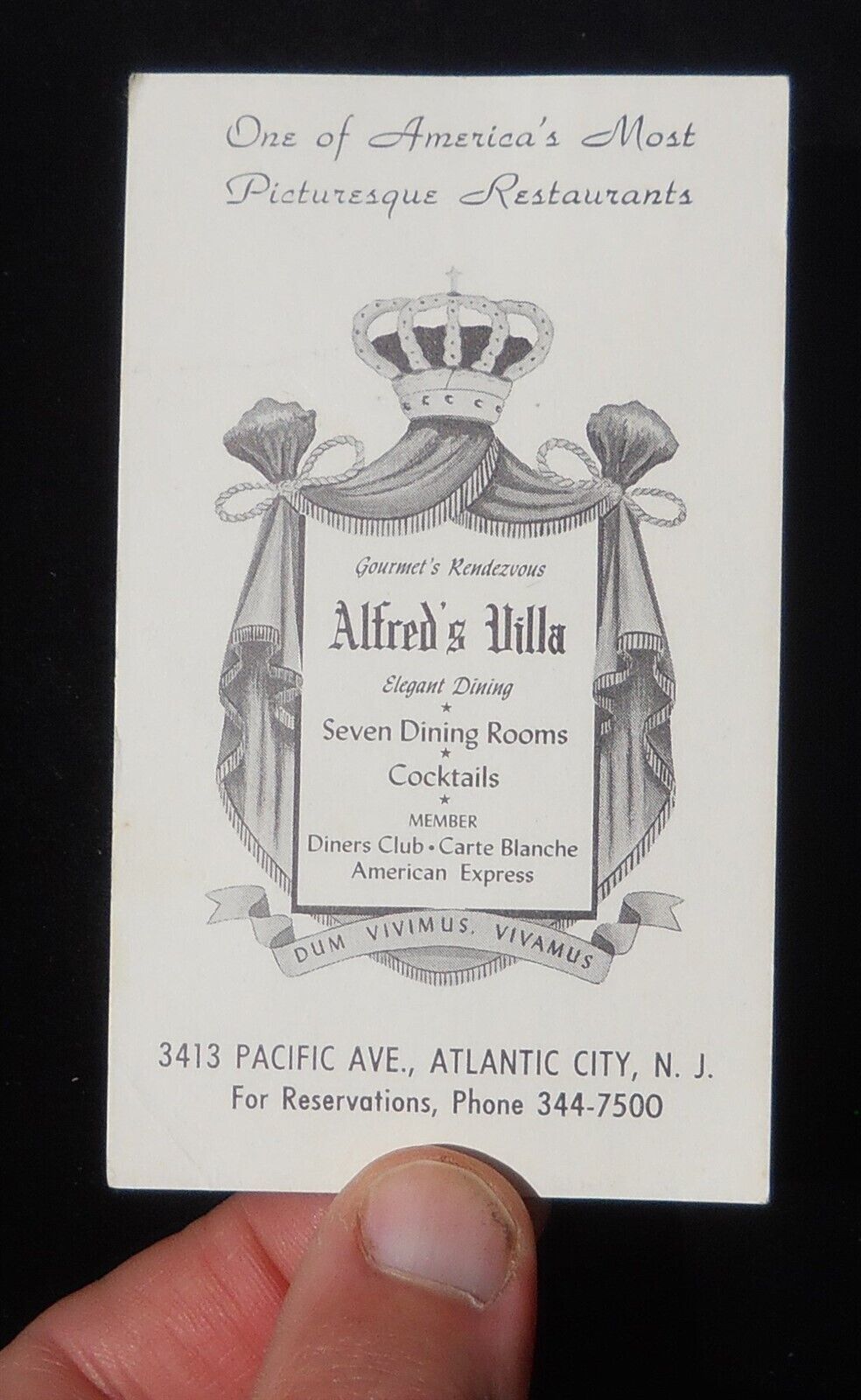 1960s? Alfred's Villa Elegant Dining 7 Rooms 3413 Pacific Ave. Atlantic City NJ