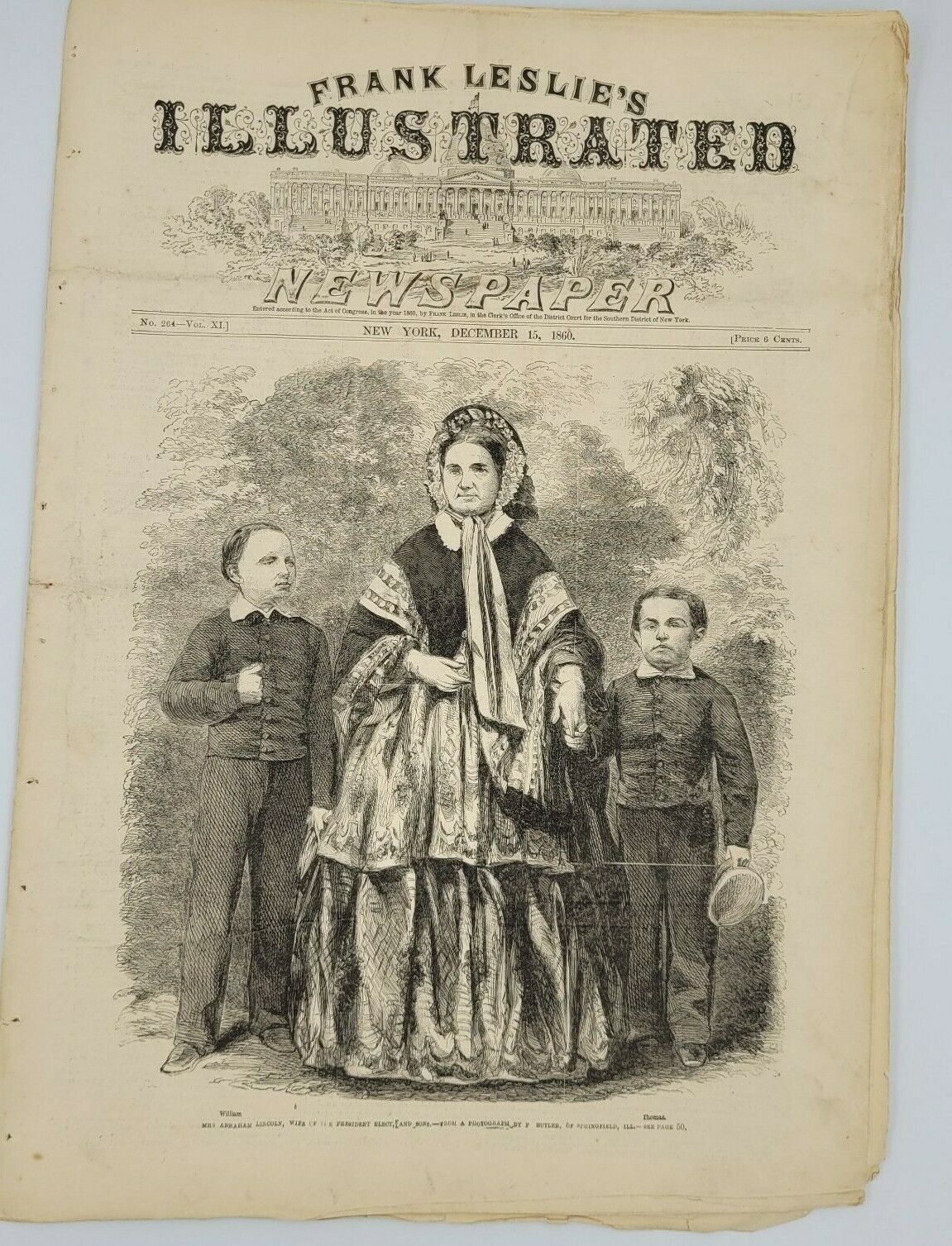Frank Leslie's Illustrated 12/15/1860 Mary Todd Lincoln  cover/ early Colorado
