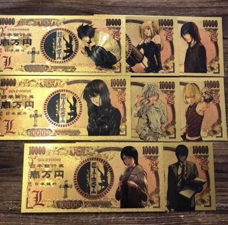 24k Gold Foil Plated Death Note Banknote Set