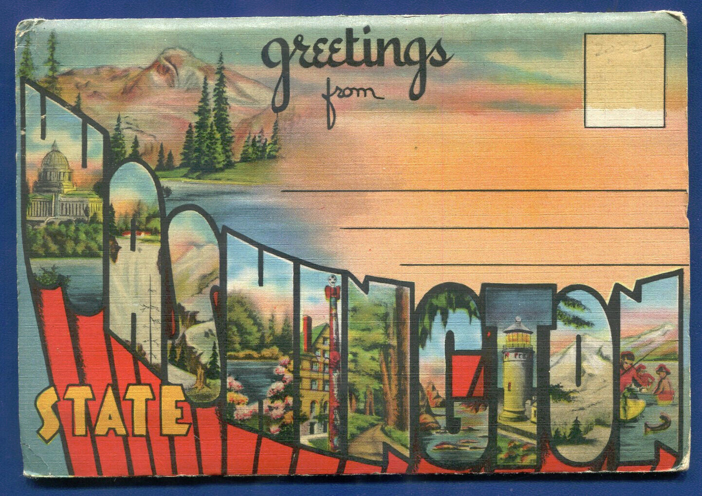 Washington State Mount Rainier  postcard folder foldout PF327