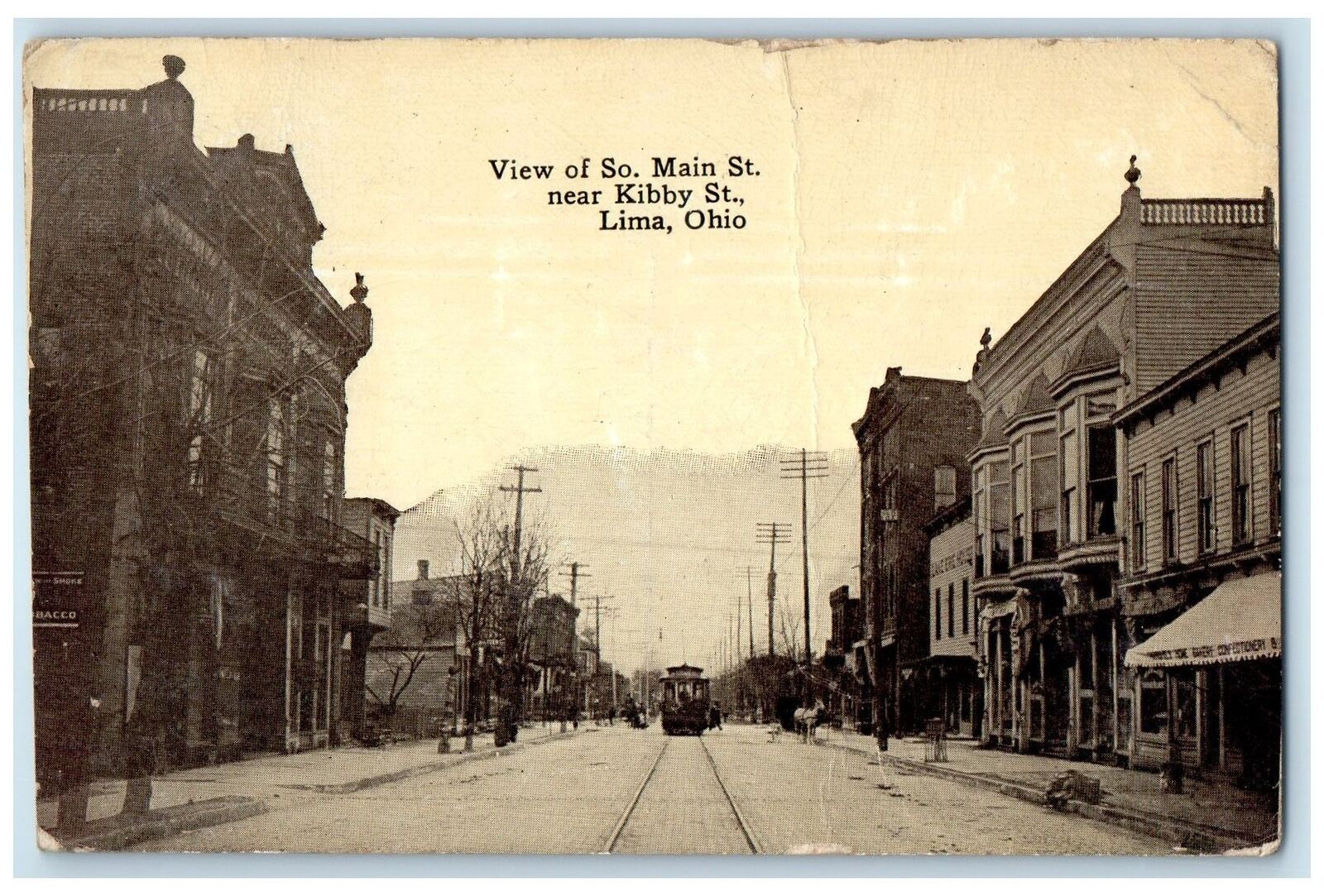 1911 View Of South Main Street Near Kibby Street Lima Ohio OH Posted Postcard