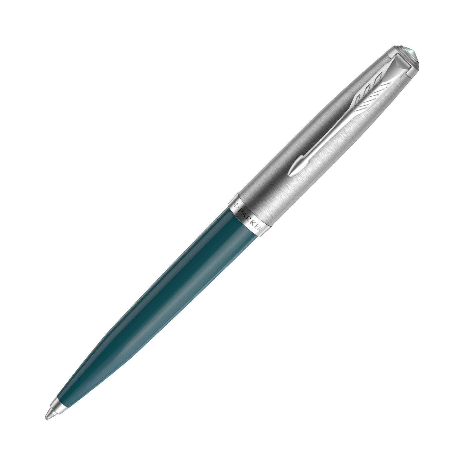 Parker 51 Ballpoint Pen in Teal Blue with Chrome Trim - NEW in Original Box