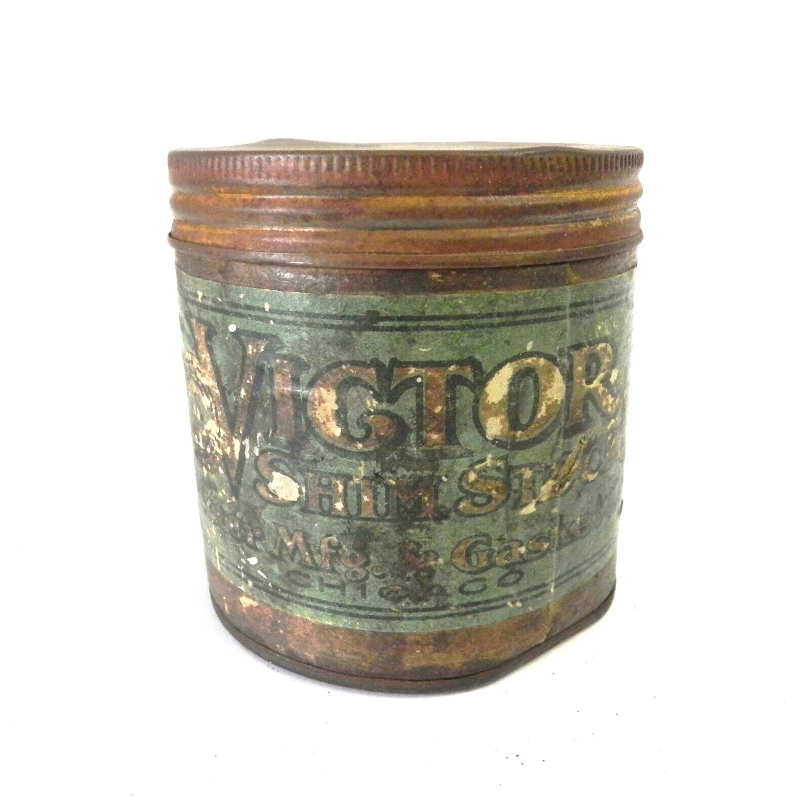VINTAGE VICTOR SHIM STOCK CONTAINER W/ SOME CONTENTS LEFT 1910's 1920's ERA USED