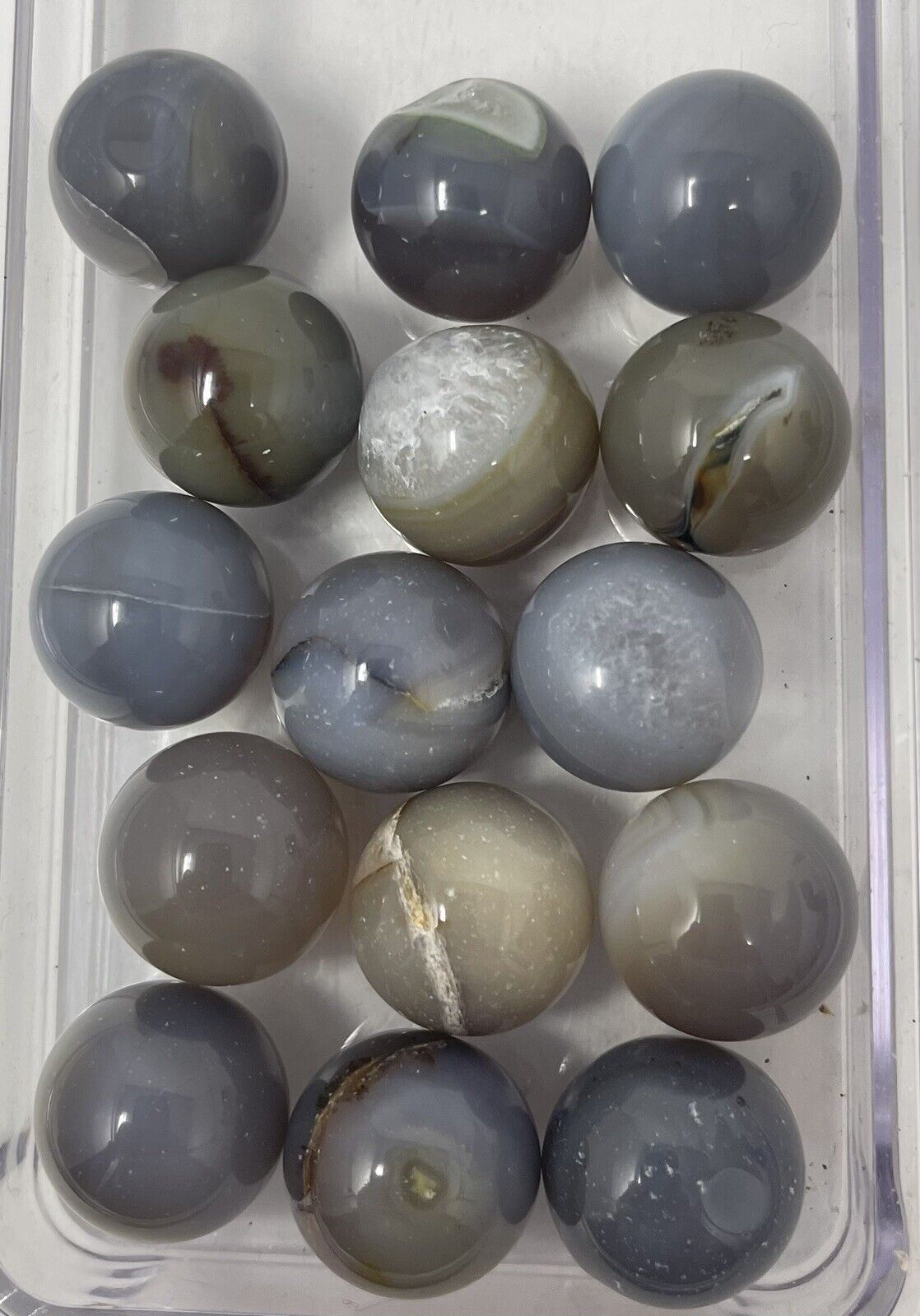 168g Gray Agate 19-20mm Mini Crystal  Spheres  #15