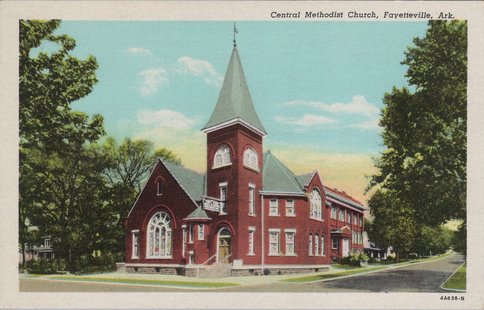 Postcard Central Methodist Church Fayetteville Arkansas AR 