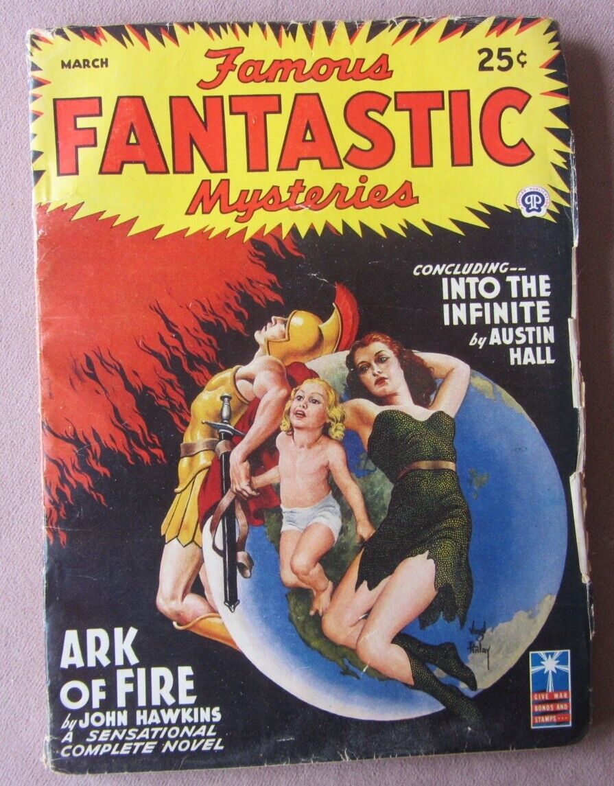 Famous Fantastic Mysteries March 1943 SF Fantasy Virgil Finlay Art John Hawkins 
