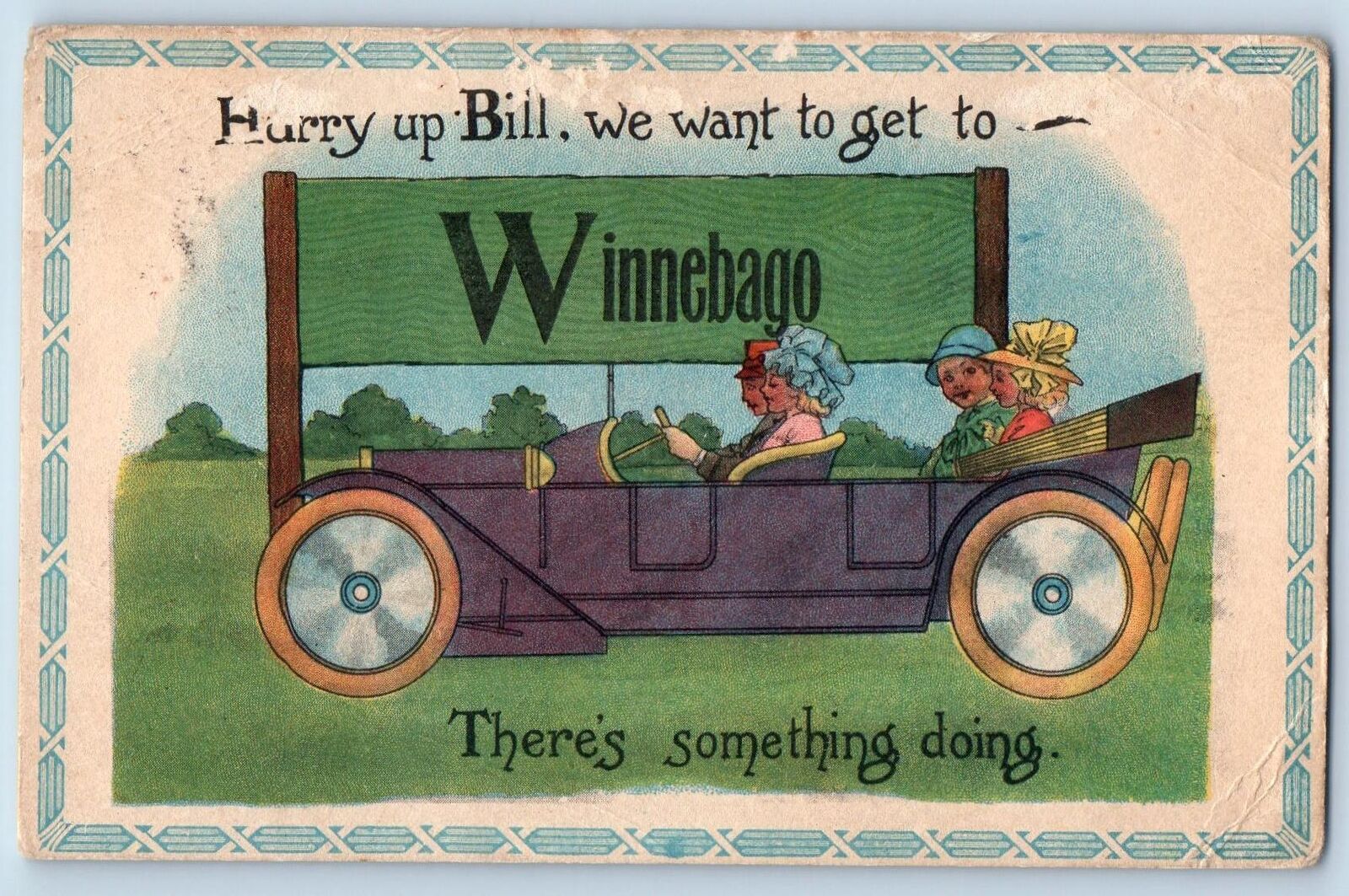 Winnebago Minnesota MN Postcard Hurry Up Bill We Want To Get  To 1908 Antique