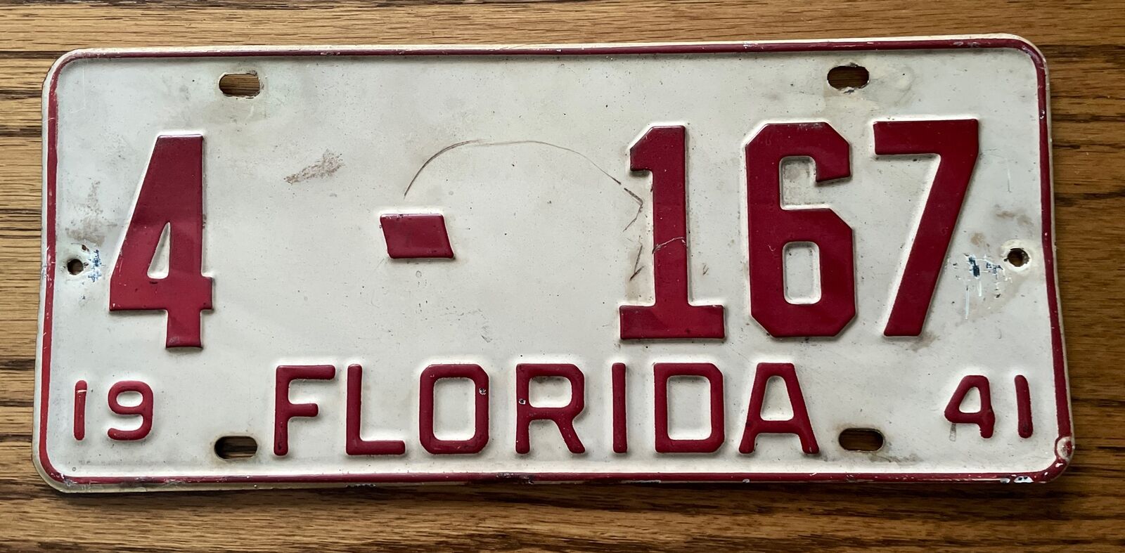 1941 Florida PINELLAS COUNTY License Plate #4-167