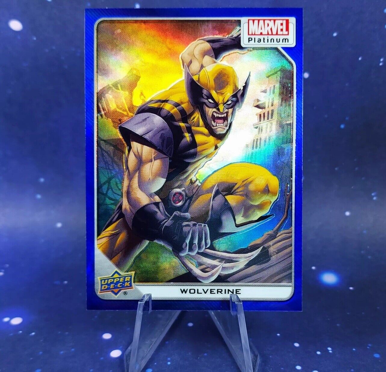 2023 Marvel Platinum Wolverine Blue Rainbow Chrome Refractor Upper Deck MINT