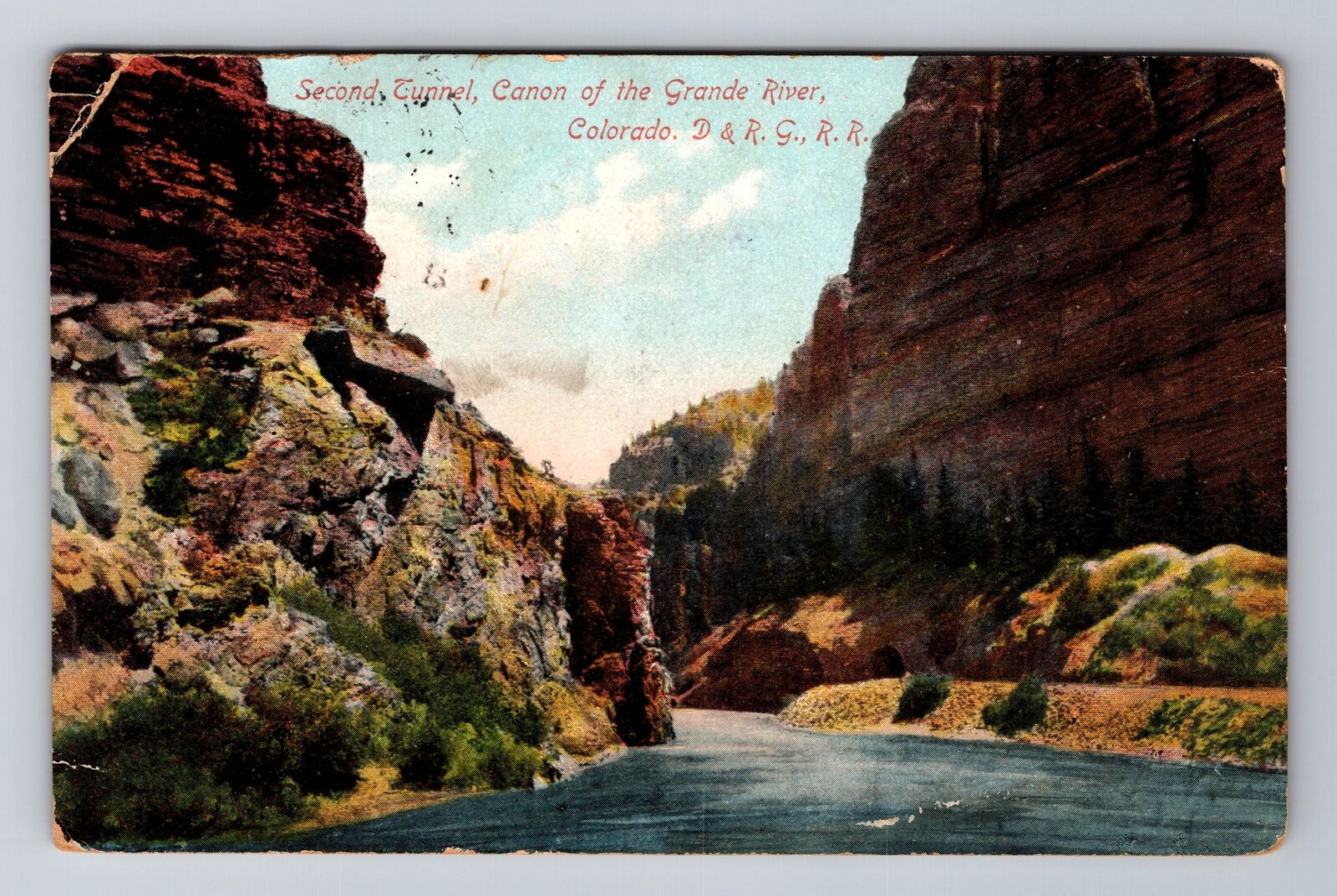 CO-Colorado, Second Tunnel Canon Of Grande River Antique Vintage c1908 Postcard