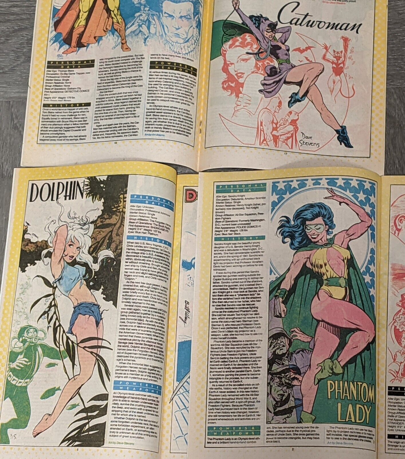Dave Stevens DC Comics Who\'s Who #4 #7 #18 1986 Catwoman Dolphin Phantom Lady
