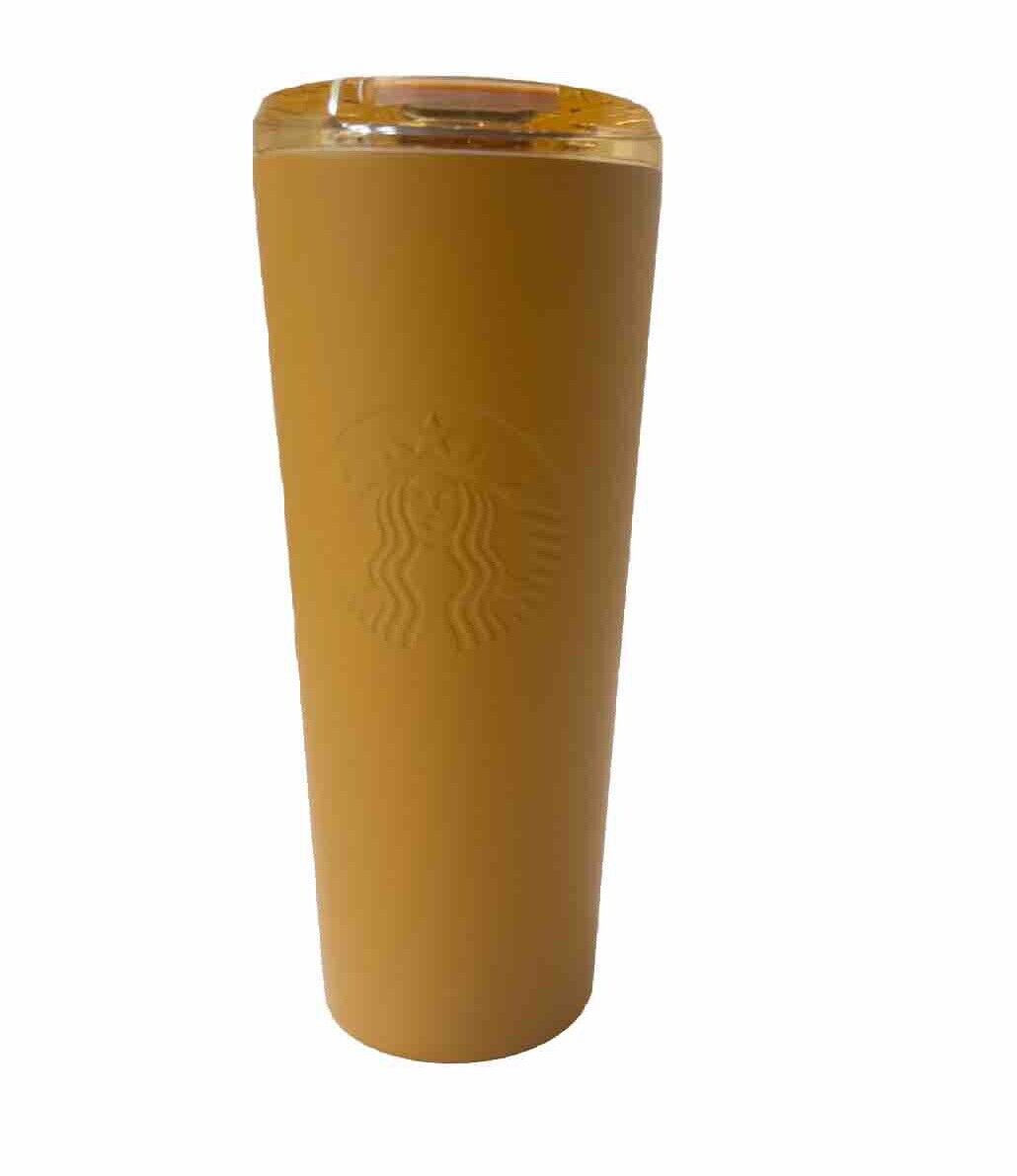 Starbucks Matte Mustard Yellow Soft Touch Cold Brew SS Tumbler New