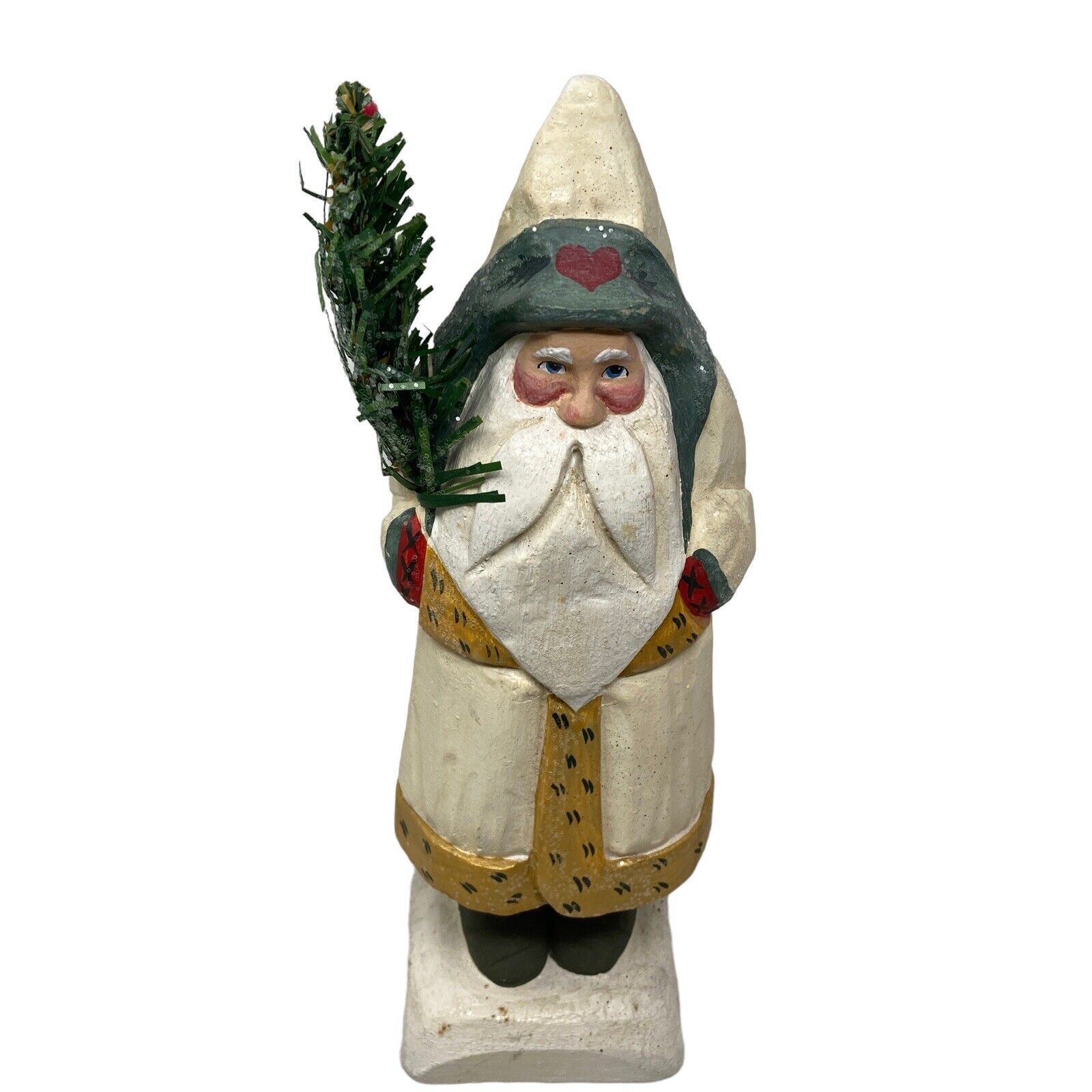 Vintage 95 House of Hatten Figurine White Beard Christmas Wooden Santa