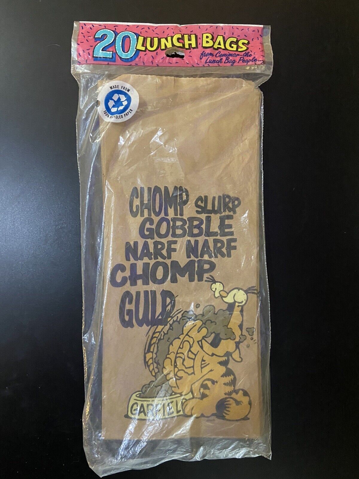 Vintage Garfield Conimar- 20 Brown Paper Lunch Bags Unopened