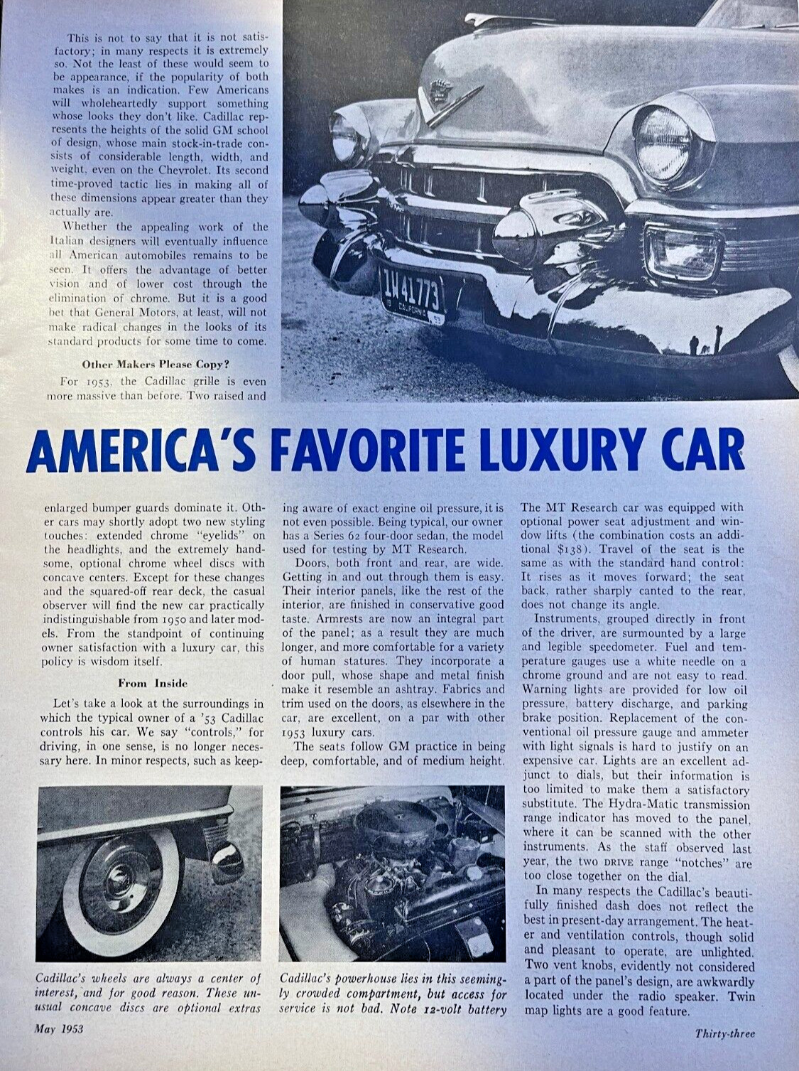Road Test 1953 Cadillac Luxury Car
