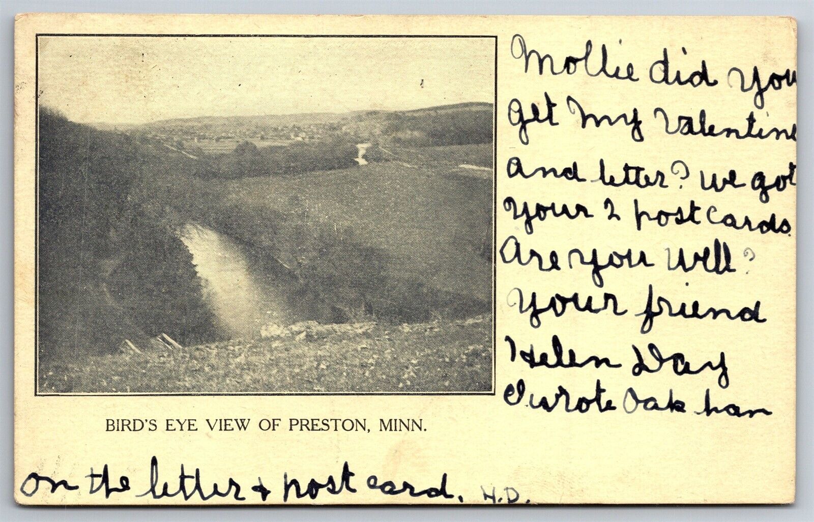 Preston Birdseye View MN C1907 Postcard T19