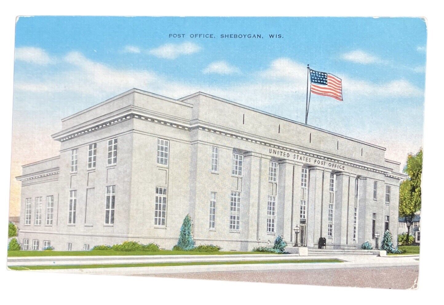 US Post Office Sheboygan Wisconsin WI Post Card Vintage Postal USPS
