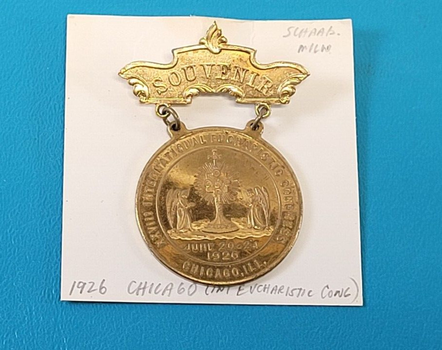 Antique 1926 Chicago International Eucharistic Congress Medal Pin