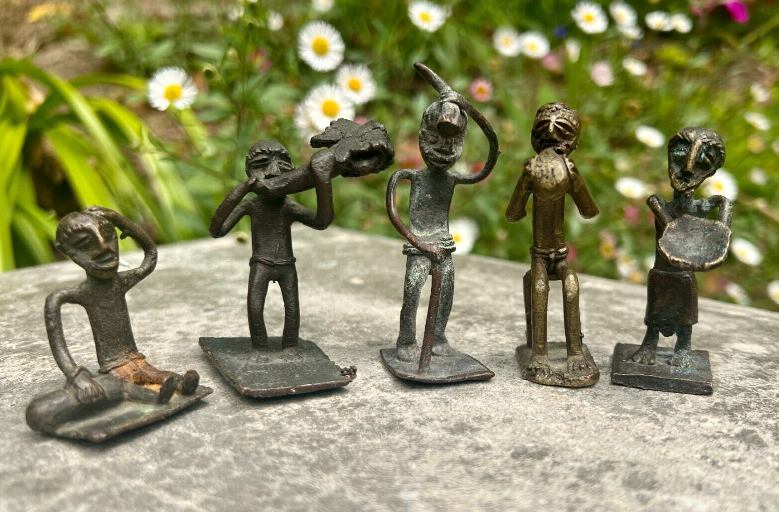 PRE-1900 LOT OF 5 AFRICAN GOLDWEIGHTS *PEOPLE* MINI SCULPTURES [GHANA]