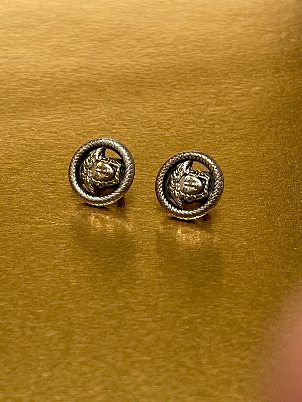 VERSACE Medusa Head 13mm Metal Buttons (2) Authentic Gianni Versace Vintage