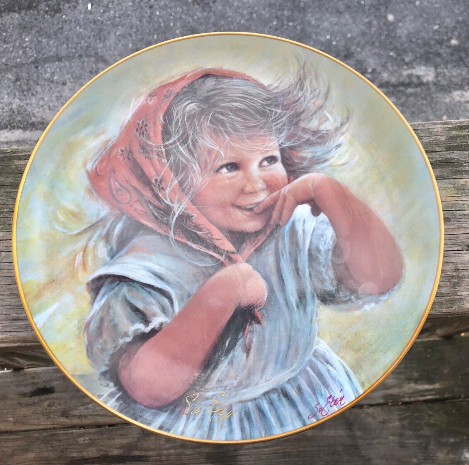 Vintage Wendy Sue Etem  DOUBLE SIGNED Collector Plate