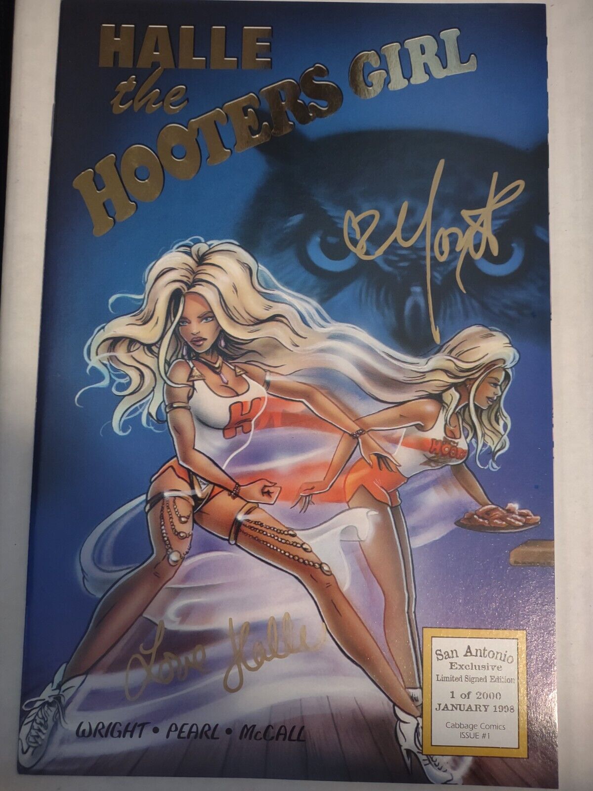 Halle the Hooters Girl Gold Foil SIGNED San Antonio exclusive - limited to 2000