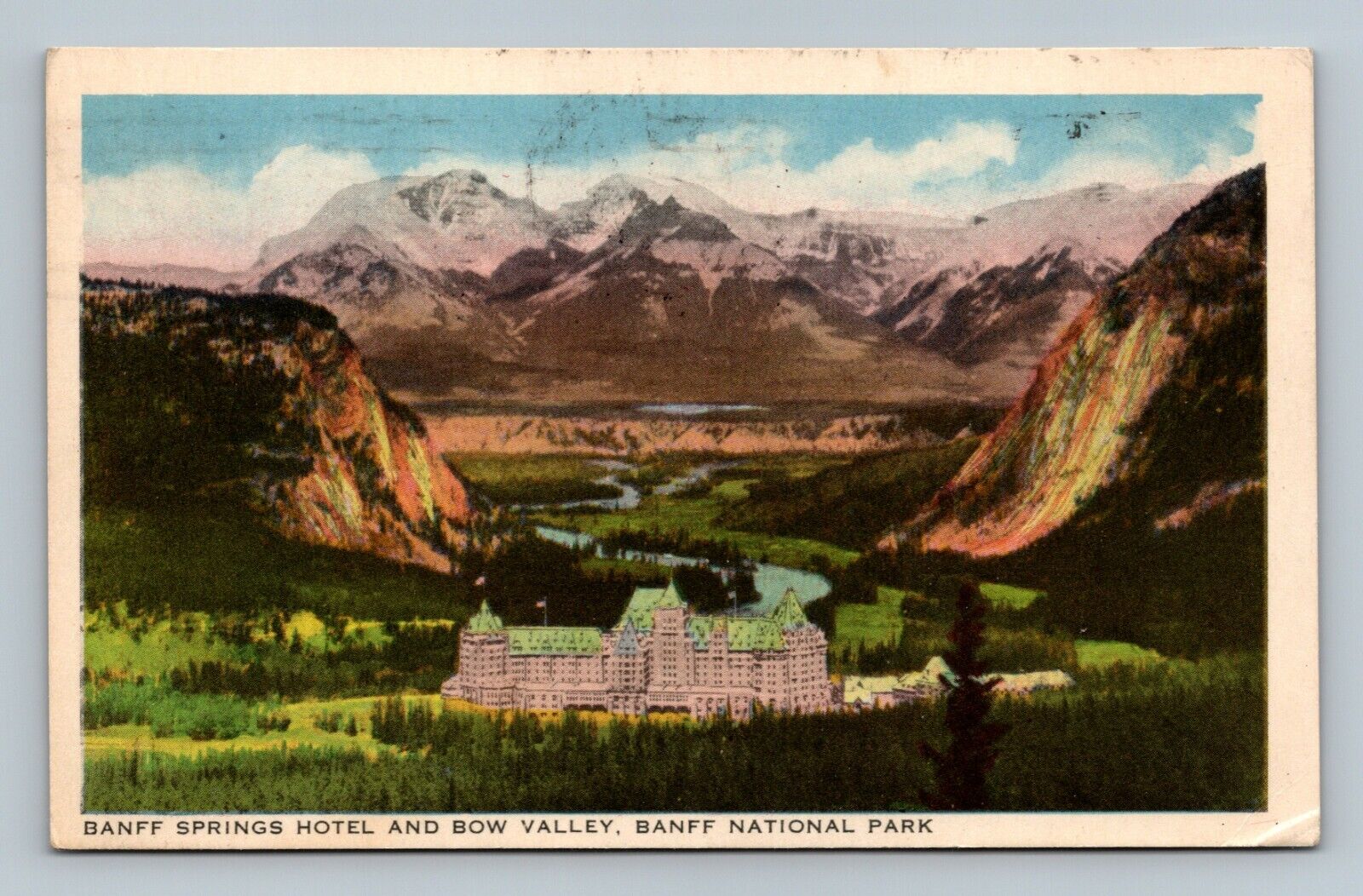 Banff Springs Hotel and Bow Valley Banff National Park Postcard