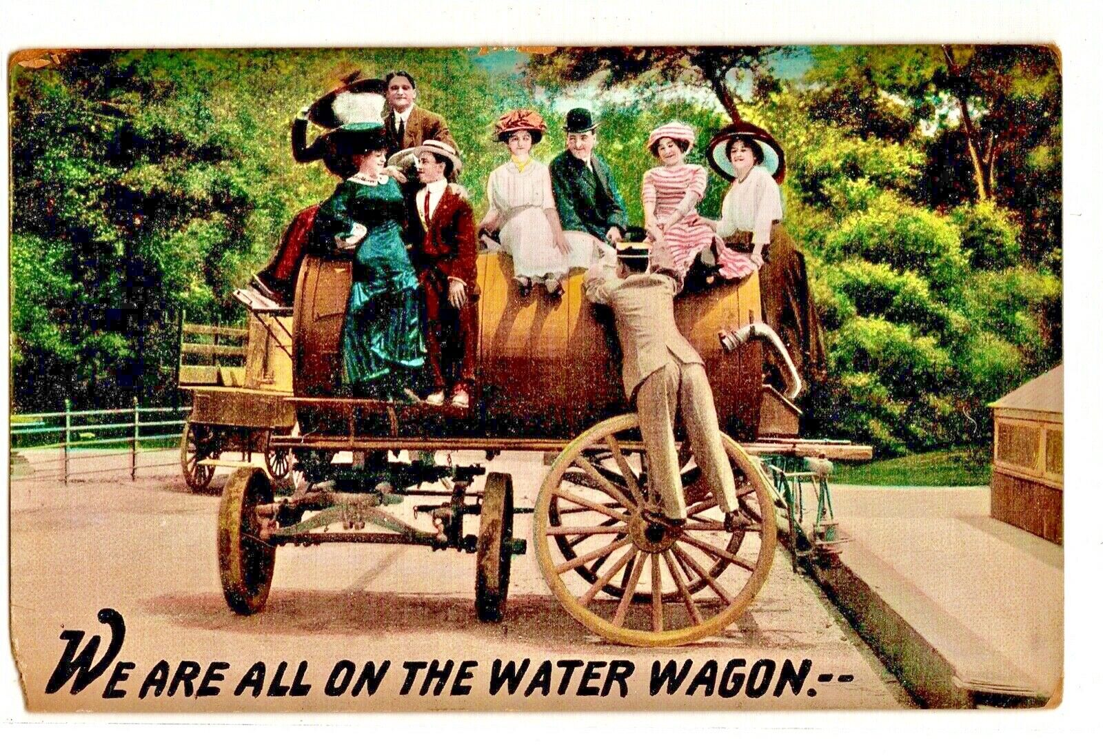 RPPC Set of 2 Humor On The Water Wagon Hand Tinted & Sepia Tone P.U. 1910/13 21A
