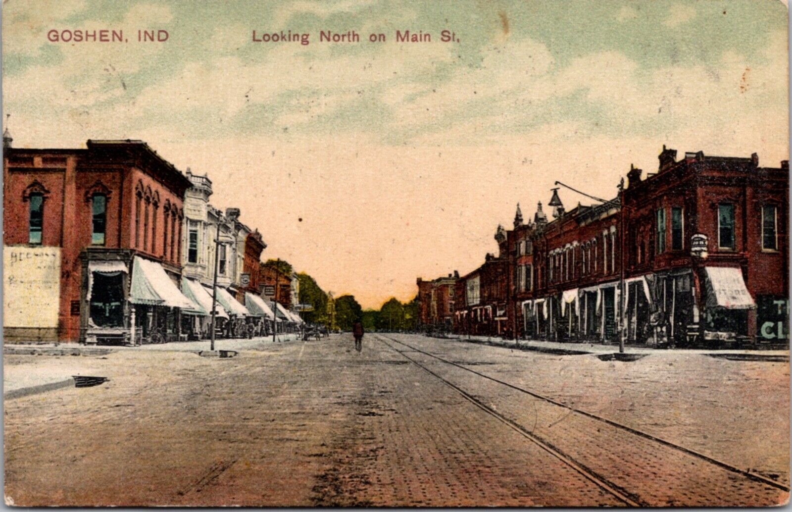 Postcard Looking North on Main Street in Goshen, Indiana