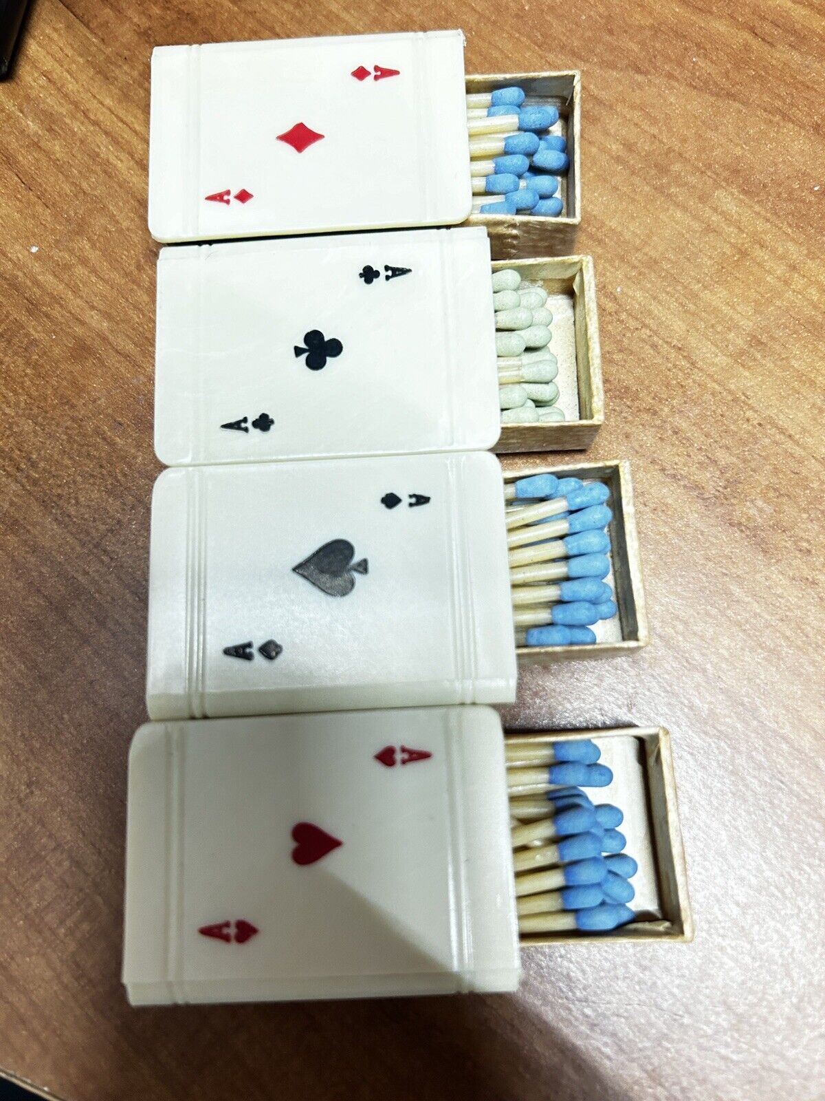 Vintage Bridge 4 Aces Celluloid Match Boxes with Original Match Sticks