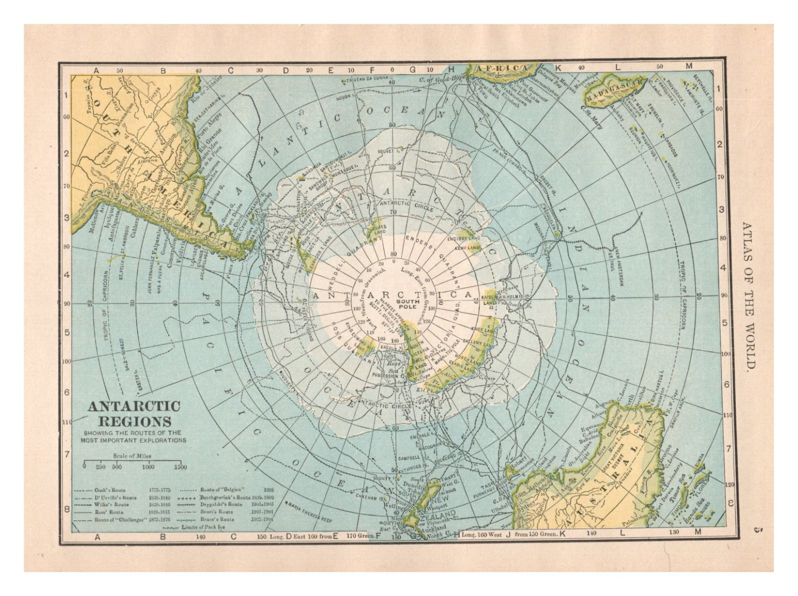 Print Page Atlas c1907 Map of Antarctic Regions