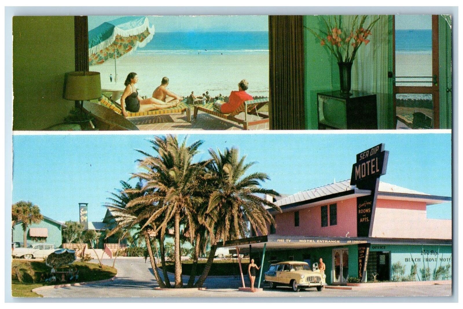 c1940's Daytona Tourist Park Multiview Entrance Holly Hill Florida FL Postcard