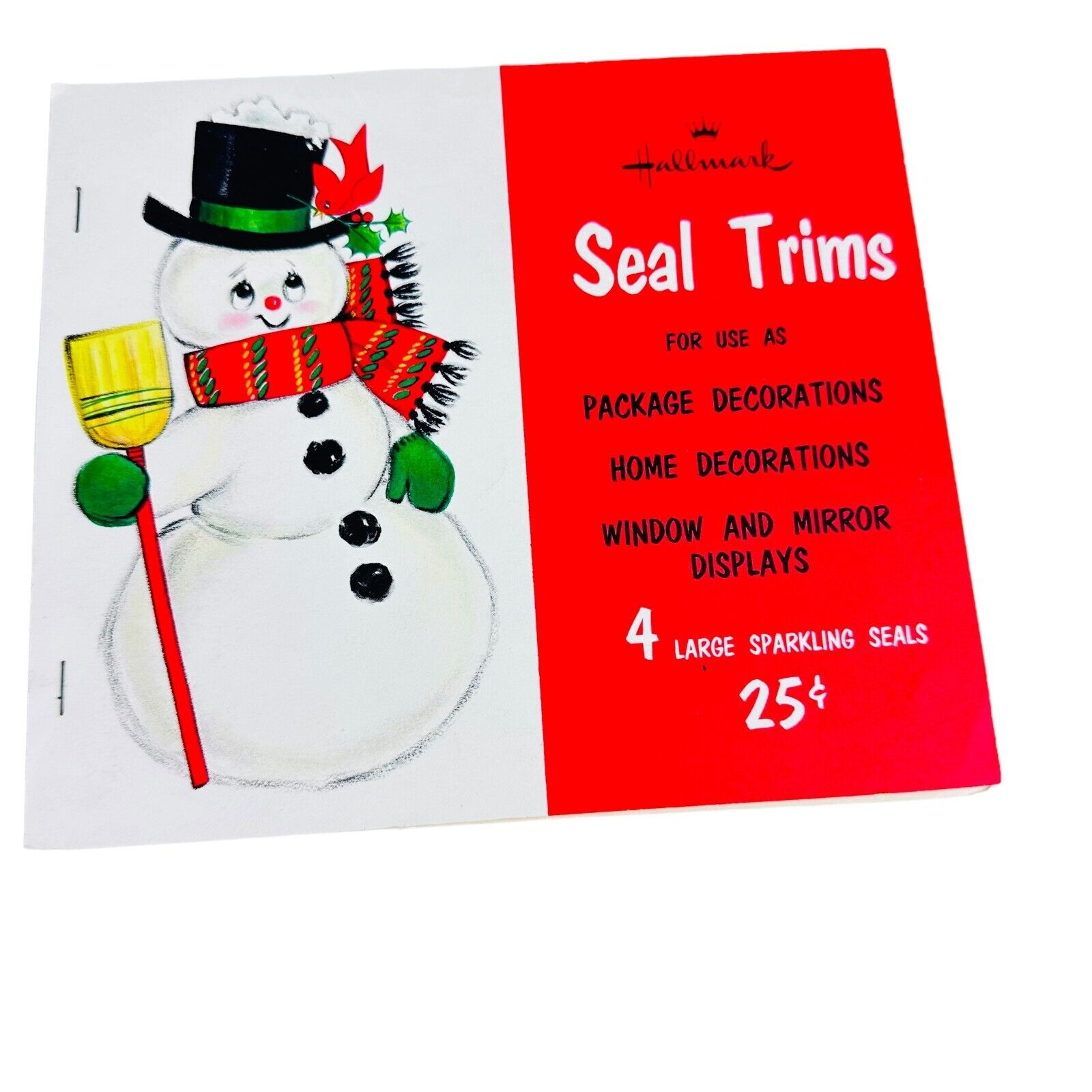 Vtg Hallmark SEAL TRIMS Christmas Snowman 8x7\