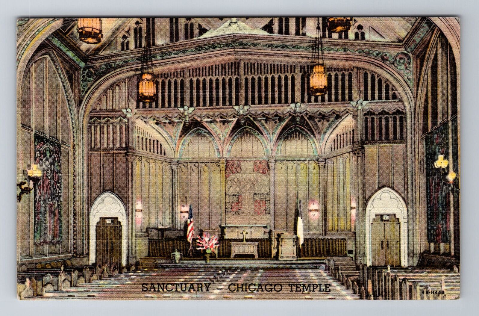 Chicago IL-Illinois, Sanctuary Temple, Religion, Vintage Souvenir Postcard