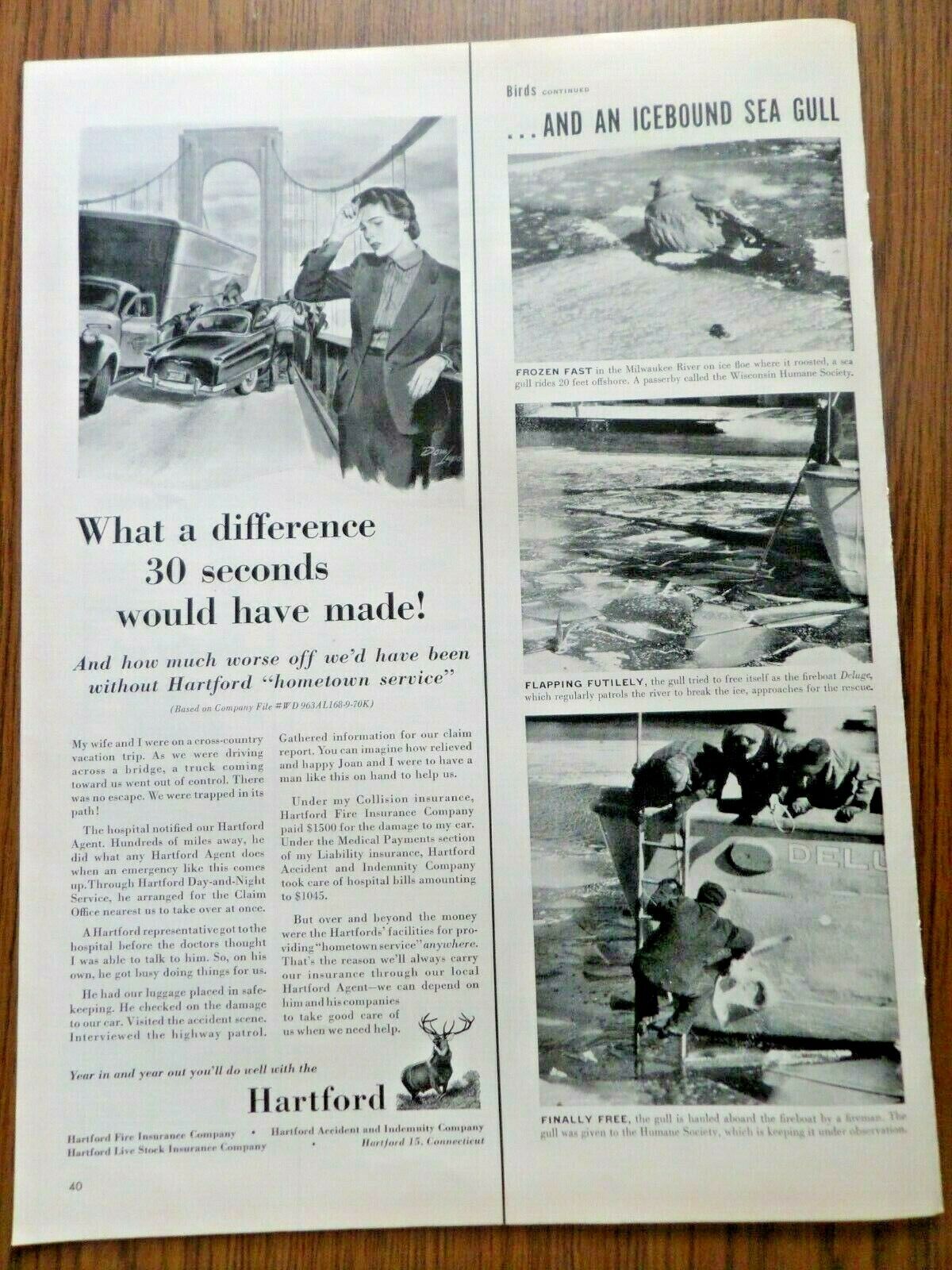 1955 Hartford Insurance Ad  What a Difference 30 Seconds would have Made