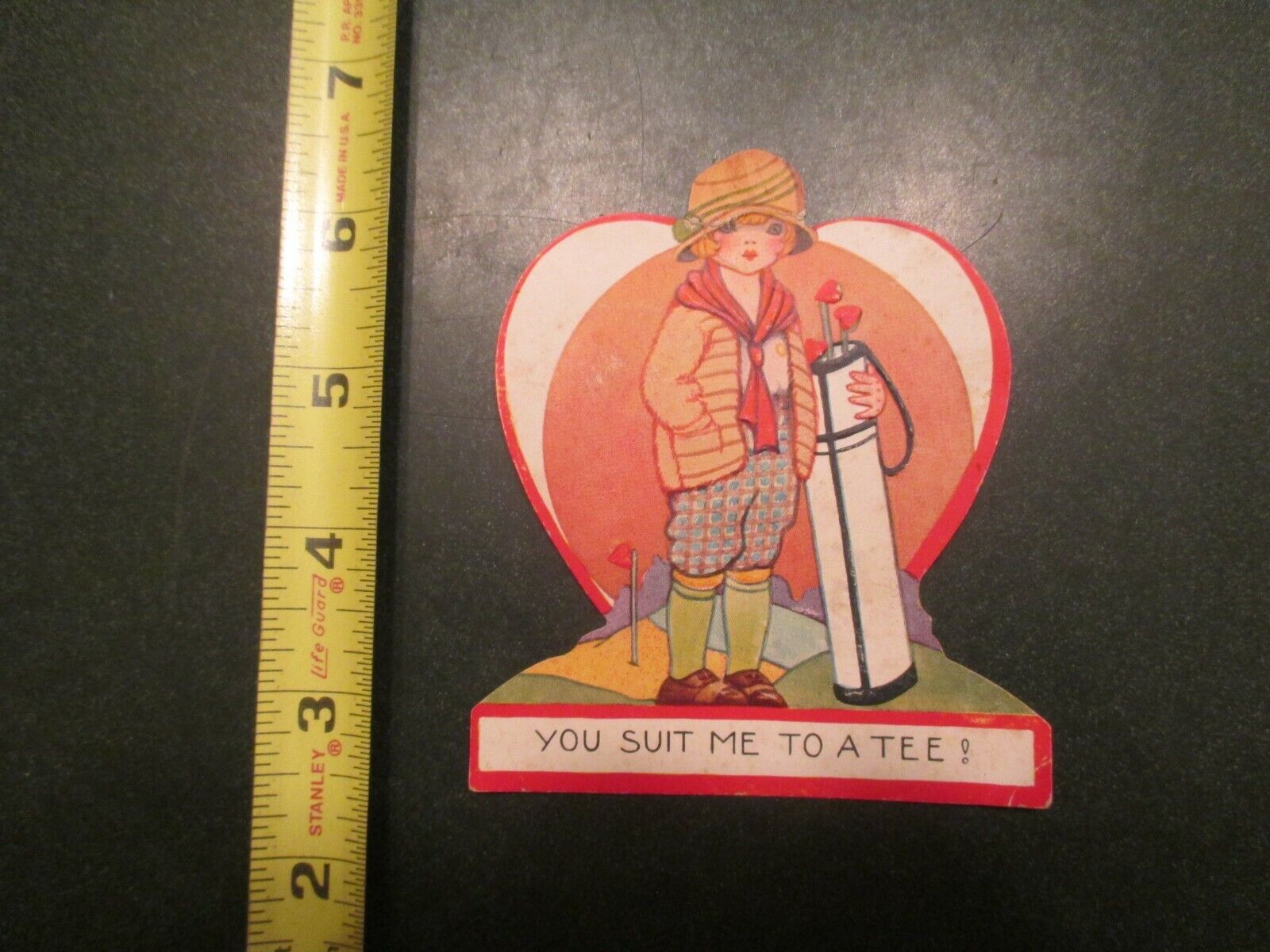 Valentine Vintage Card You Suit me to a tee Golf Golfing