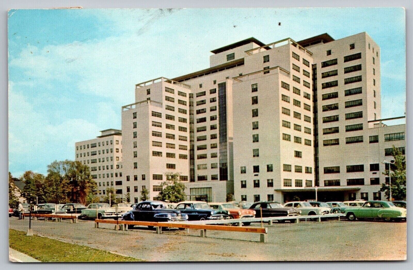 Hartford Hospital Connecticut Medical Center Old Cars Street View VNG Postcard