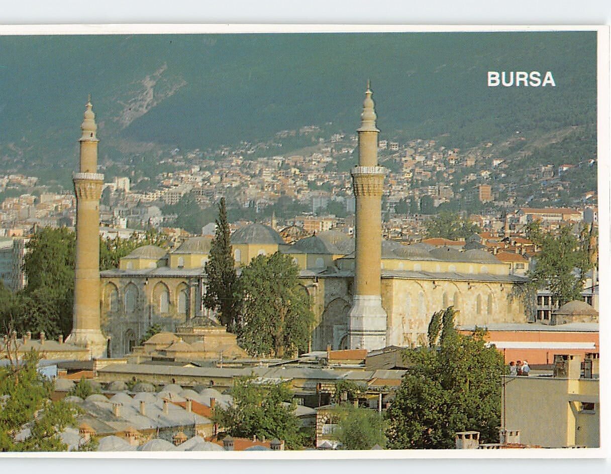 Postcard General view of Ulu mosque, Bursa, Turkey