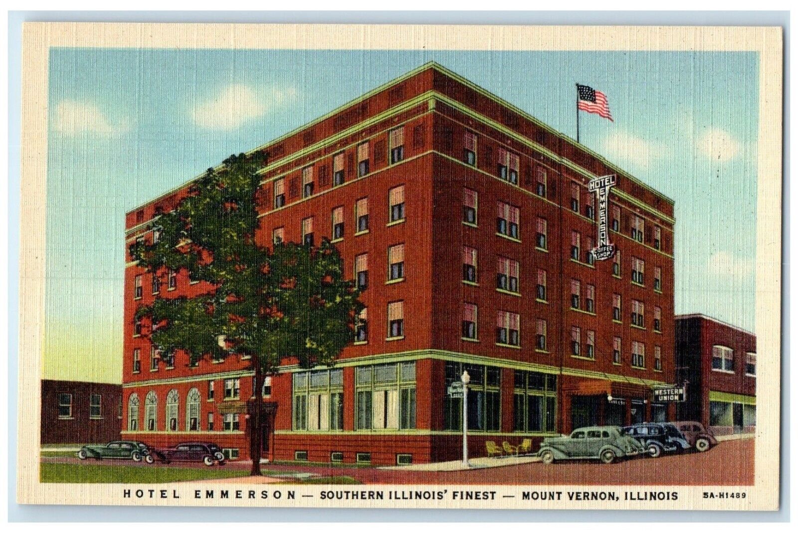 c1940 Hotel Emmerson Southern Finest Mount Vernon Illinois IL Vintage Postcard
