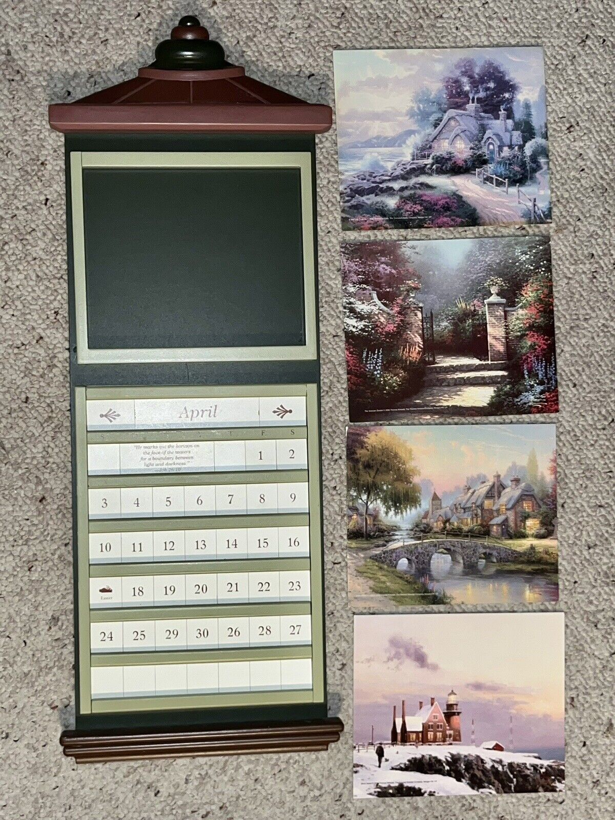 2006 THOMAS KINKADE WOODEN PERPETUAL WALL CALENDAR 4 PICTURES INCOMPLETE TILES *