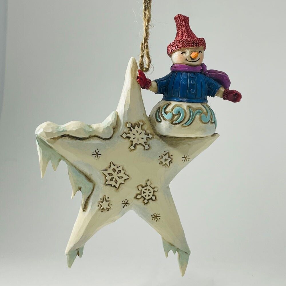 Jim Shore Snowman Sitting on Icy Star Ornament