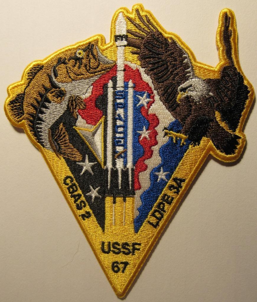 FALCON HEAVY USSF-67 SPACE MISSION PATCH CBAS 2 AND LDPE 3A PRIMARY PAYLOADS