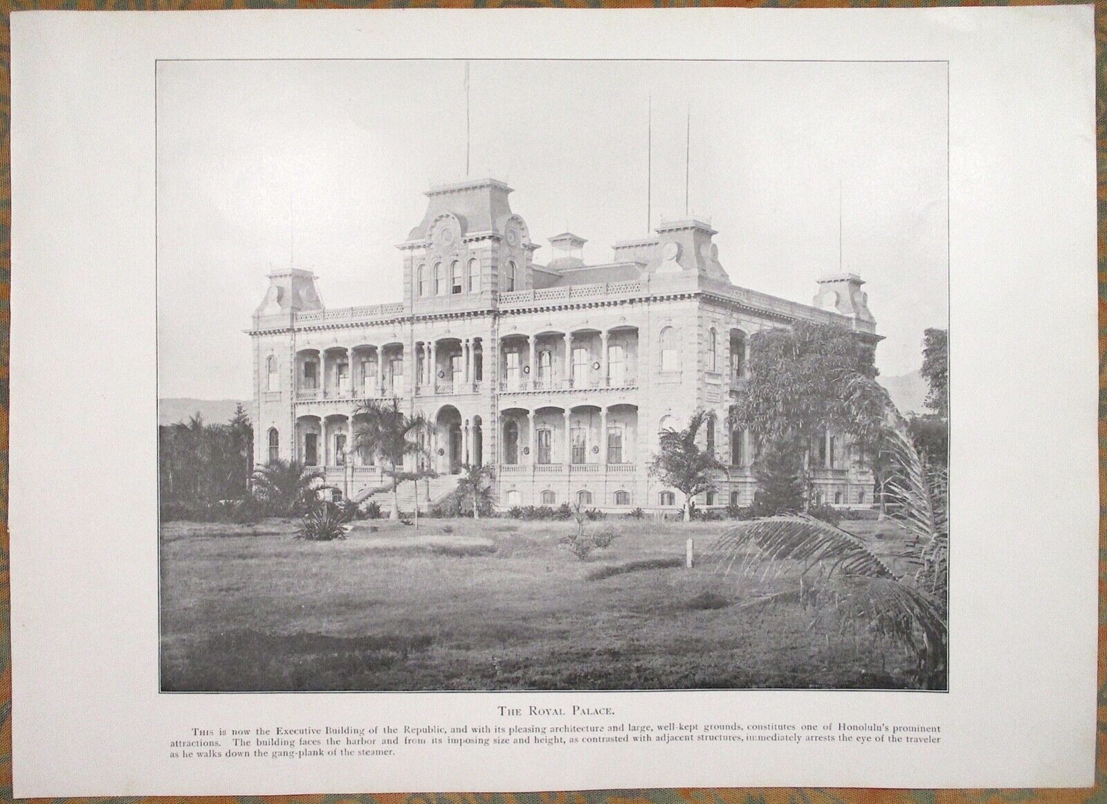 1898 Large HAWAIIAN Photos~  'Iolani Palace HONOLULU ~ The Kingdom of HAWAII