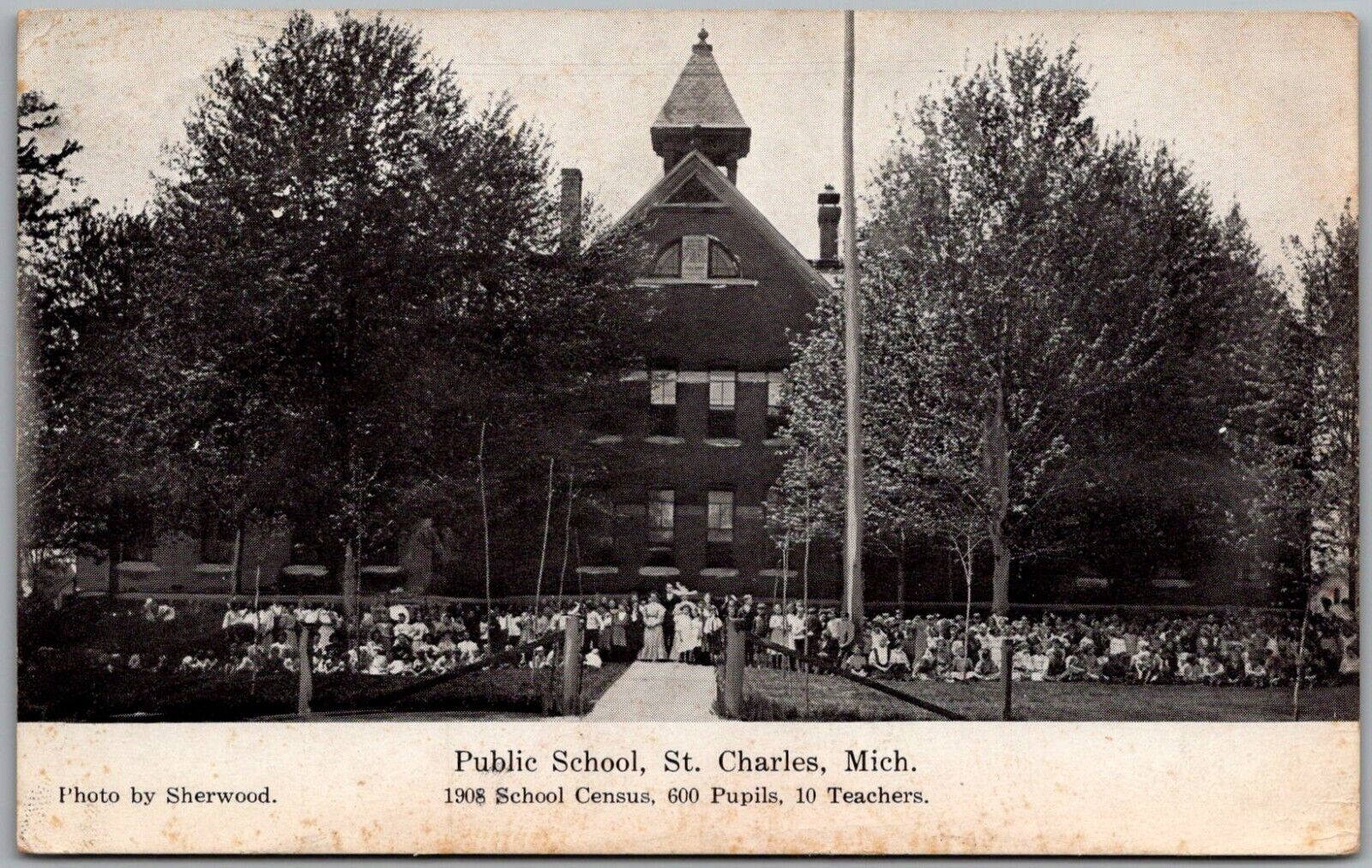 Postcard Public School; St Charles, Michigan 1909 Saginaw County Fp