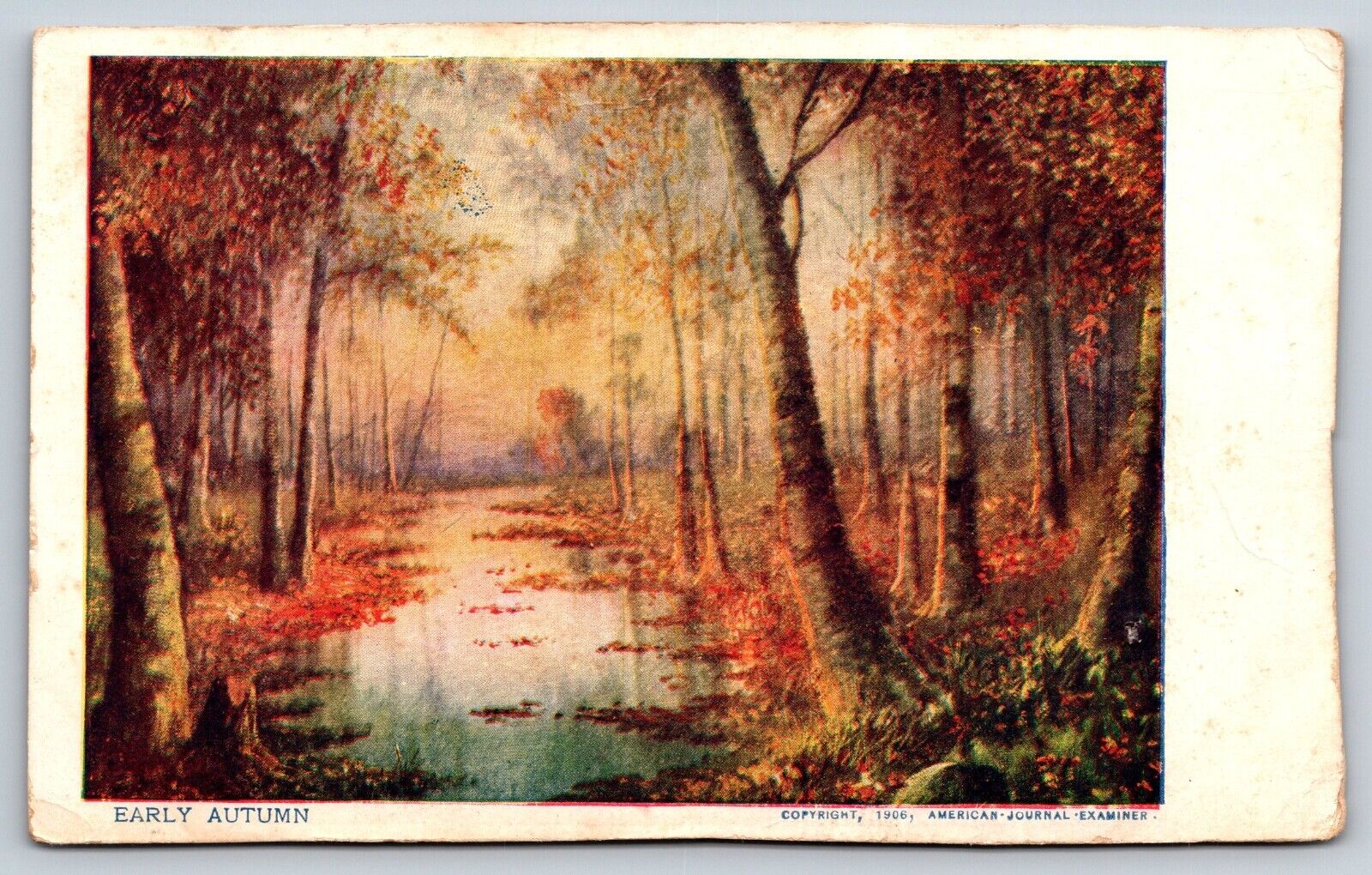 Creek View, Early Autumn Vintage Postcard