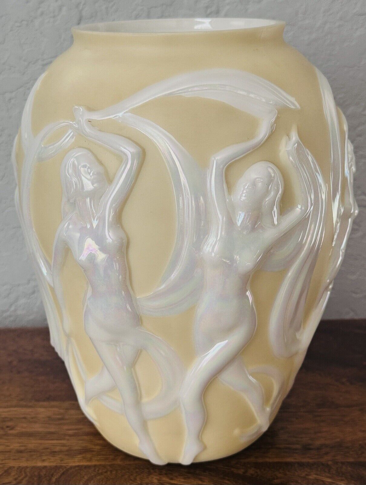 Art Nouveau Phoenix/ Consolidated Glass Large Dancing Girl Vase Circa 1938